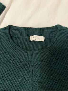 Elodie Deep Teal Ribbed Crewneck Sweater